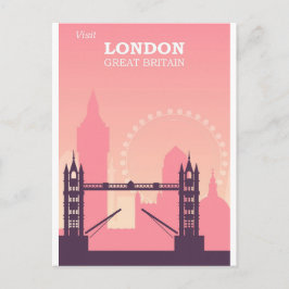 ロンドンイングランドピンクヴィンテージ旅行はがき ポストカード
