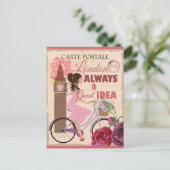 ロンドンイングランドピンクヴィンテージ旅行 ポストカード (スタンド正面)