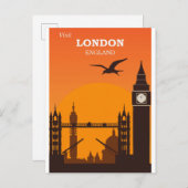ロンドンイングランドマークヴィンテージトラベル ポストカード (正面/裏面)
