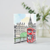 ロンドンイングランドレッドバスヴィンテージ旅行はがき ポストカード (スタンド正面)