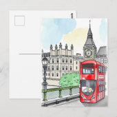 ロンドンイングランドレッドバスヴィンテージ旅行はがき ポストカード (正面/裏面)