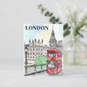 ロンドンイングランドレッドバスヴィンテージ旅行はがき ポストカード (スタンド正面)