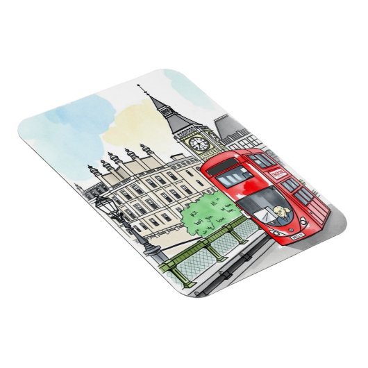 ロンドンイングランドレッドバスヴィンテージ旅行 マグネット (右側)