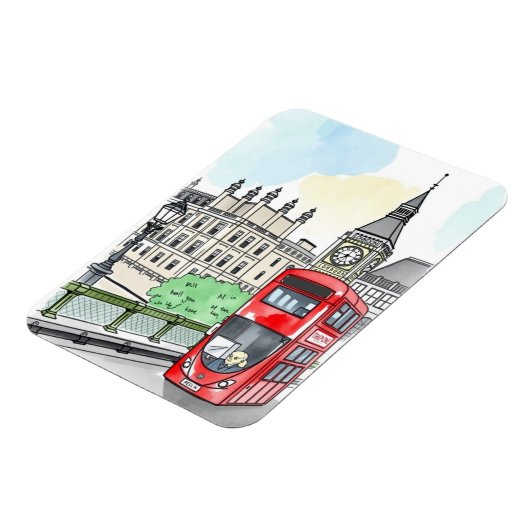 ロンドンイングランドレッドバスヴィンテージ旅行 マグネット (左側)