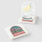 ロンドンイングランドレトロトラベルアートヴィンテージ ストーンコースター (横)