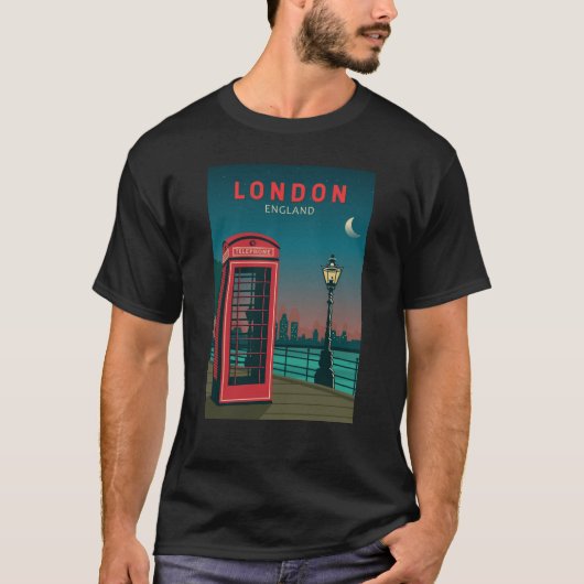 ロンドンイングランドレトロトラベルアートヴィンテージ Tシャツ (正面)