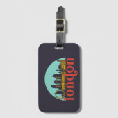 ロンドンイングランドヴィンテージシティスカイラインシティスケープアート ラゲッジタグ (正面縦)