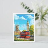 ロンドンイングランドヴィンテージトラベルプレイスイラストレーション ポストカード (スタンド正面)