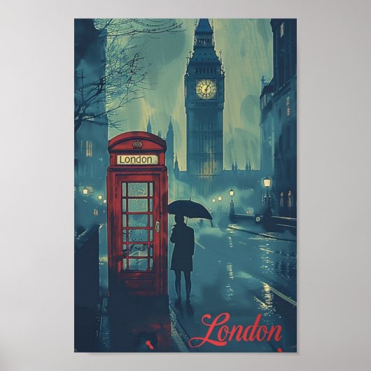 ロンドンイングランドUKヴィンテージ有名な旅行の場所 ポスター (正面)