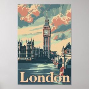 ロンドンイングランドUK有名ヴィンテージ旅行プレイス ポスター