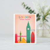 ロンドンイングリッカラフルドヴィンテージ旅行 ポストカード (スタンド正面)