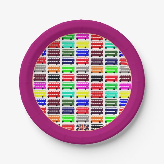 ロンドンカラーズ&ダブルデッカーバス/キッズパーティーPa ペーパープレート (正面)