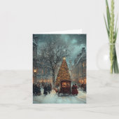 ロンドンクラシックのクリスマスに冬をクラシック迎える カード (正面)