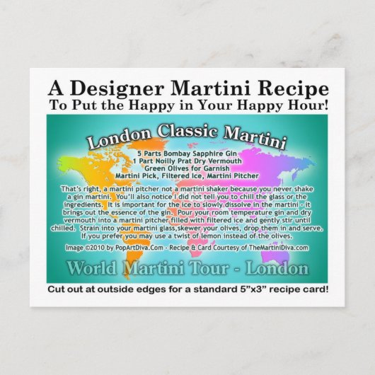ロンドンクラシックジンマルティーニレシピはがき ポストカード (正面)