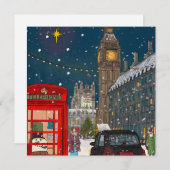 ロンドンクリスマスナイトシティスケープレトロインスパイア- シーズンカード (正面/裏面)