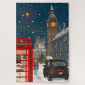 ロンドンクリスマスナイトシティスケープレトロインスパイア- ジグソーパズル (縦)