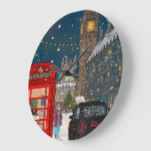 ロンドンクリスマスナイトシティスケープレトロインスパイア- ラージ壁時計 (傾斜)