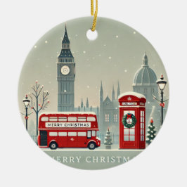 ロンドンクリスマス | ビッグベンと祭りのロンドン セラミックオーナメント