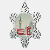 ロンドンクリスマス | ビッグベン&フェスティバルロンドン スノーフレークピューターオーナメント (右)