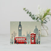 ロンドンクリスマス | ビッグベン&フェスティバルロンドン 箔シーズンポストカード (立ち正面)