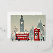 ロンドンクリスマス | ビッグベン&フェスティバルロンドン 箔シーズンポストカード (正面/裏面)