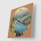 ロンドンクロックタワーオーバーザベイ スクエア壁時計 (傾斜)