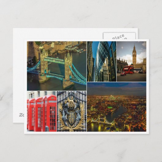 ロンドンコラージュ英国の都市旅行の街 ポストカード (正面/裏面)