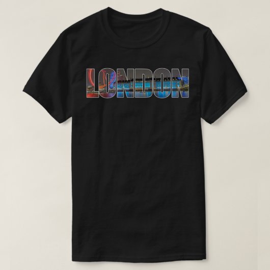 ロンドンシティスカイラインロンドンアイ&カウンティホールスーヴ Tシャツ (デザイン正面)