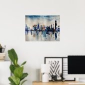 ロンドンシティスカイライン絵画抽象芸術 ポスター (ホームオフィス)