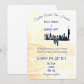 ロンドンシティスケープ抽象芸術インクア絵を描ートズ 招待状 (正面/裏面)