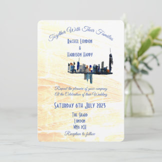 ロンドンシティスケープ抽象芸術インクア絵を描ートズ 招待状
