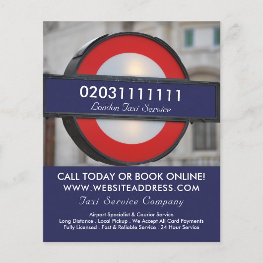 ロンドンシティタクシー料金表 チラシ (正面)