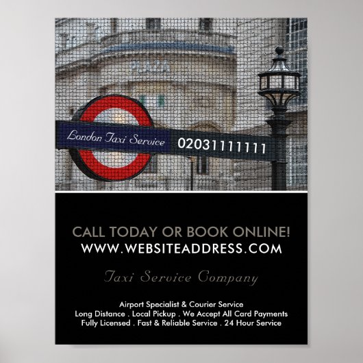 ロンドンシティモザイク効果タクシーサイン広告ズ ポスター (正面)