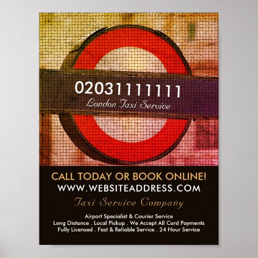 ロンドンシティモザイク効果タクシーサイン広告ズ ポスター (正面)