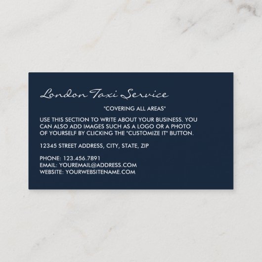 ロンドンシティモザイク効果タクシーサービス 名刺 (裏面)