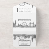 ロンドンシティRSVPウォータカラーブラックモダンズ結婚 オールインワン招待状 (外側)