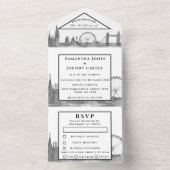 ロンドンシティRSVPウォータカラーブラックモダンズ結婚 オールインワン招待状 (内側)