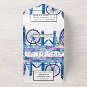 ロンドンシティRSVPウォータカラーブルーモダンズ結婚 オールインワン招待状 (外側)