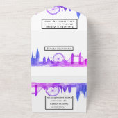 ロンドンシティRSVPウォータカラーブルーモダンズ結婚 オールインワン招待状 (外側)