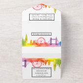ロンドンシティRSVPウォーターカラーレインボーモダンズ結婚 オールインワン招待状 (外側)