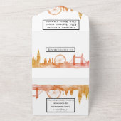 ロンドンシティRSVP水彩黄色モダン結婚ズ オールインワン招待状 (外側)