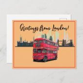 ロンドンスカイスケープ赤バス土産からの挨拶 シーズンポストカード (正面/裏面)
