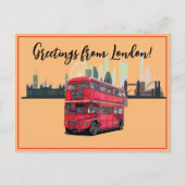 ロンドンスカイスケープ赤バス土産からの挨拶 シーズンポストカード (正面)
