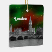 ロンドンスカイラインエッチンググリーンレッドスターリースカイクリスマス セラミックオーナメント (右)