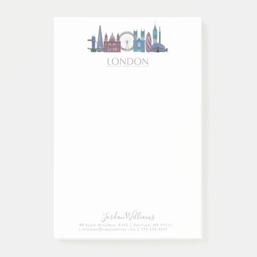 ロンドンスカイラインカラー建物 ポストイット (正面)