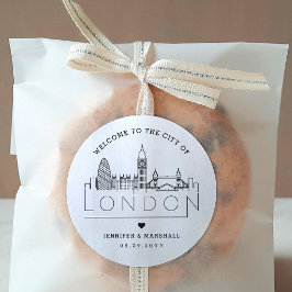 ロンドンスカイライン |の結婚ウェルカムメッセージ ラウンドシール