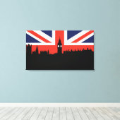 ロンドンスカイライン |イギリス国旗 キャンバスプリント (インサイチュ (ウッドフロア))