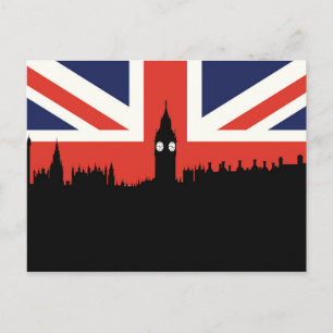ロンドンスカイライン  イギリス国旗 ポストカード