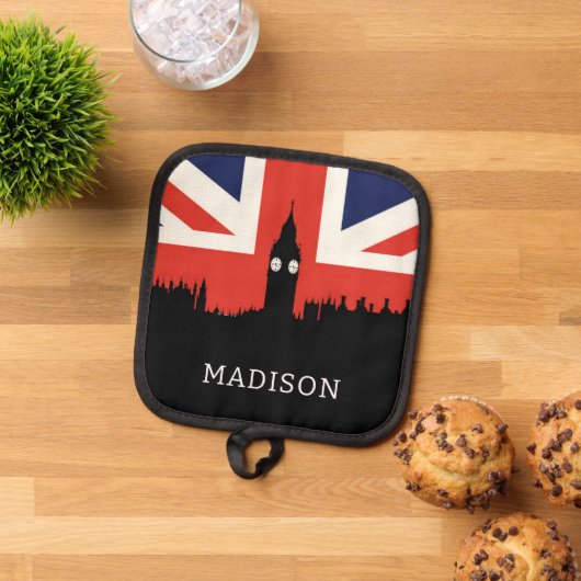 ロンドンスカイライン |イギリス国旗 鍋敷き (トップダウン)