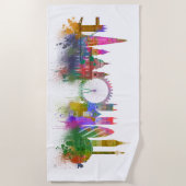 ロンドンスカイライン – レインボー ビーチタオル (正面)